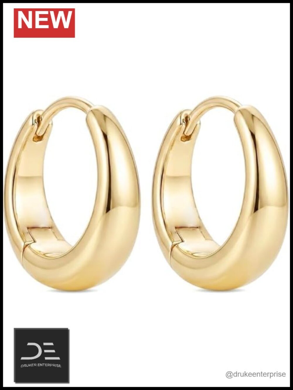 14K Gold Plated Lever Back Hoop Earrings for Women Hypoallergenic